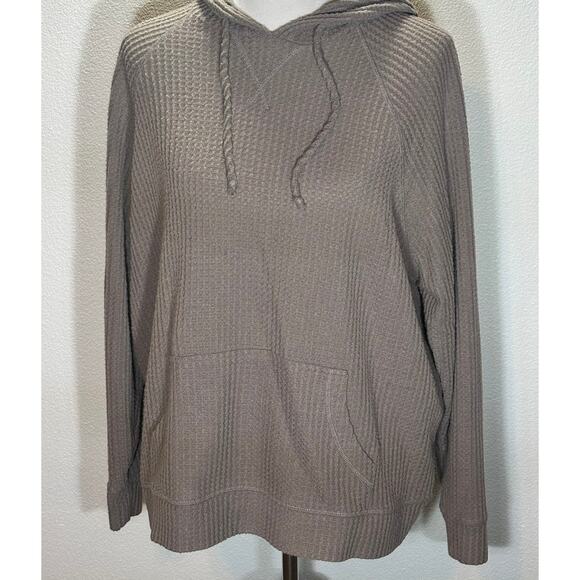 Torrid Plus 2 Gray Waffle Knit Hoodie Sweatshirt Long Sleeve Pullover Pockets - Picture 1 of 7